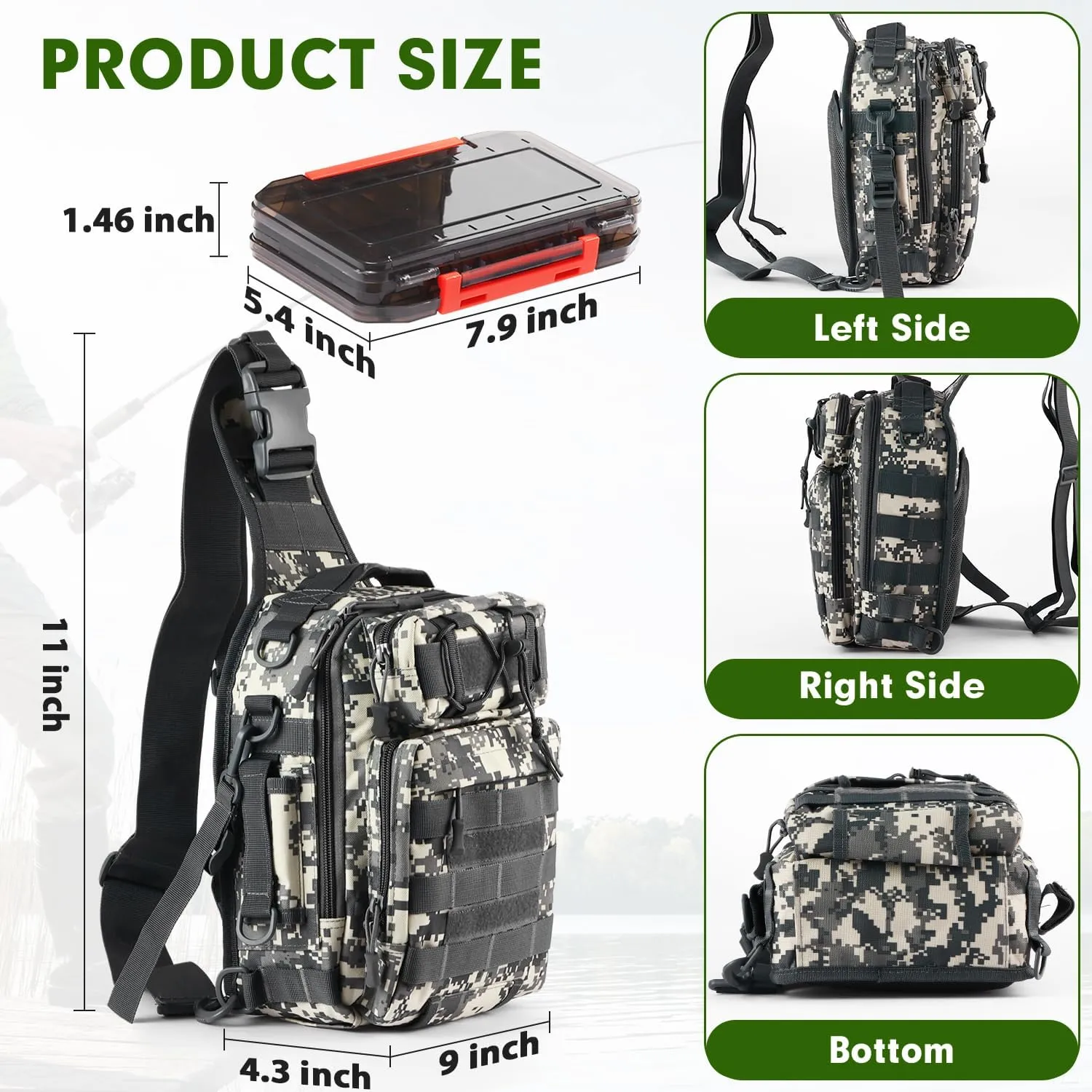 Aertiavty Fishing Backpack, Fishing Bag with Tackle Box, Compact Fishing Tackle Bag, Fishing Tackle Backpack with Rod Holder for Outdoor Sport Fishing Gifts for Men Women