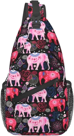 African Ethnic Elephant Sling Backpack for Women Men Fashion Crossbody Shoulder Bag Sling Backpack Chest Bag Travel Hiking Casual Sport Daypack