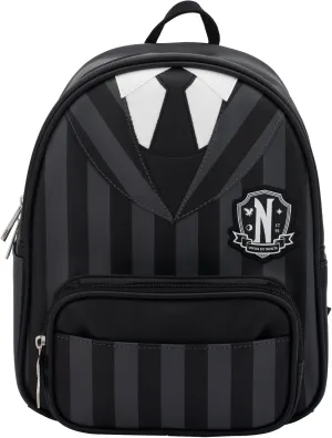 AI ACCESSORY INNOVATIONS Wednesday Nevermore Uniform Vegan Leather Cosplay Mini Backpack Purse, 10.5 Inches, Black