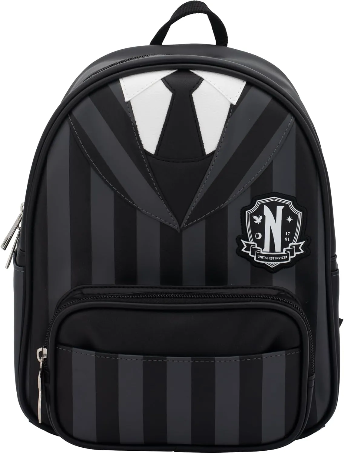 AI ACCESSORY INNOVATIONS Wednesday Nevermore Uniform Vegan Leather Cosplay Mini Backpack Purse, 10.5 Inches, Black
