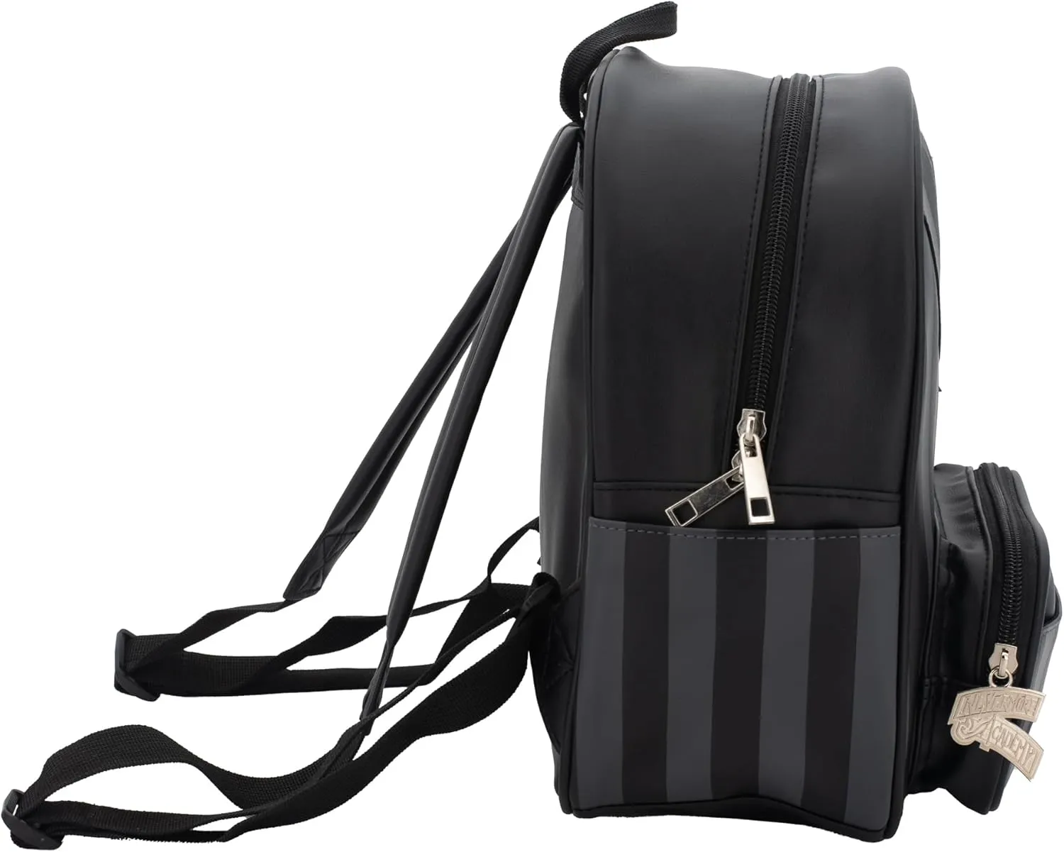 AI ACCESSORY INNOVATIONS Wednesday Nevermore Uniform Vegan Leather Cosplay Mini Backpack Purse, 10.5 Inches, Black