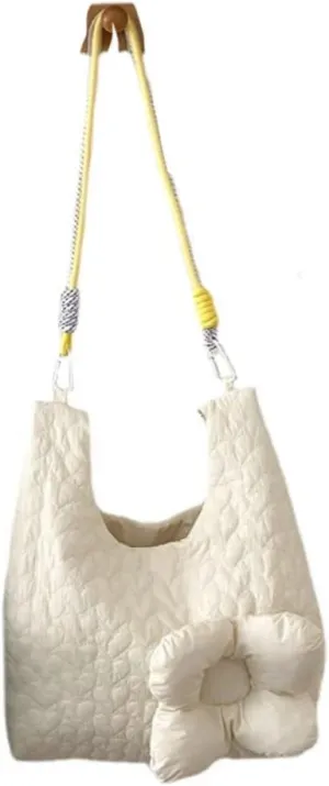 Alafime Large Capacity Tote Bag Kawaii Flower Handbag Cutecore Shoulder Bag Y2K Preppy Bookbag Exquisite Storage Bag