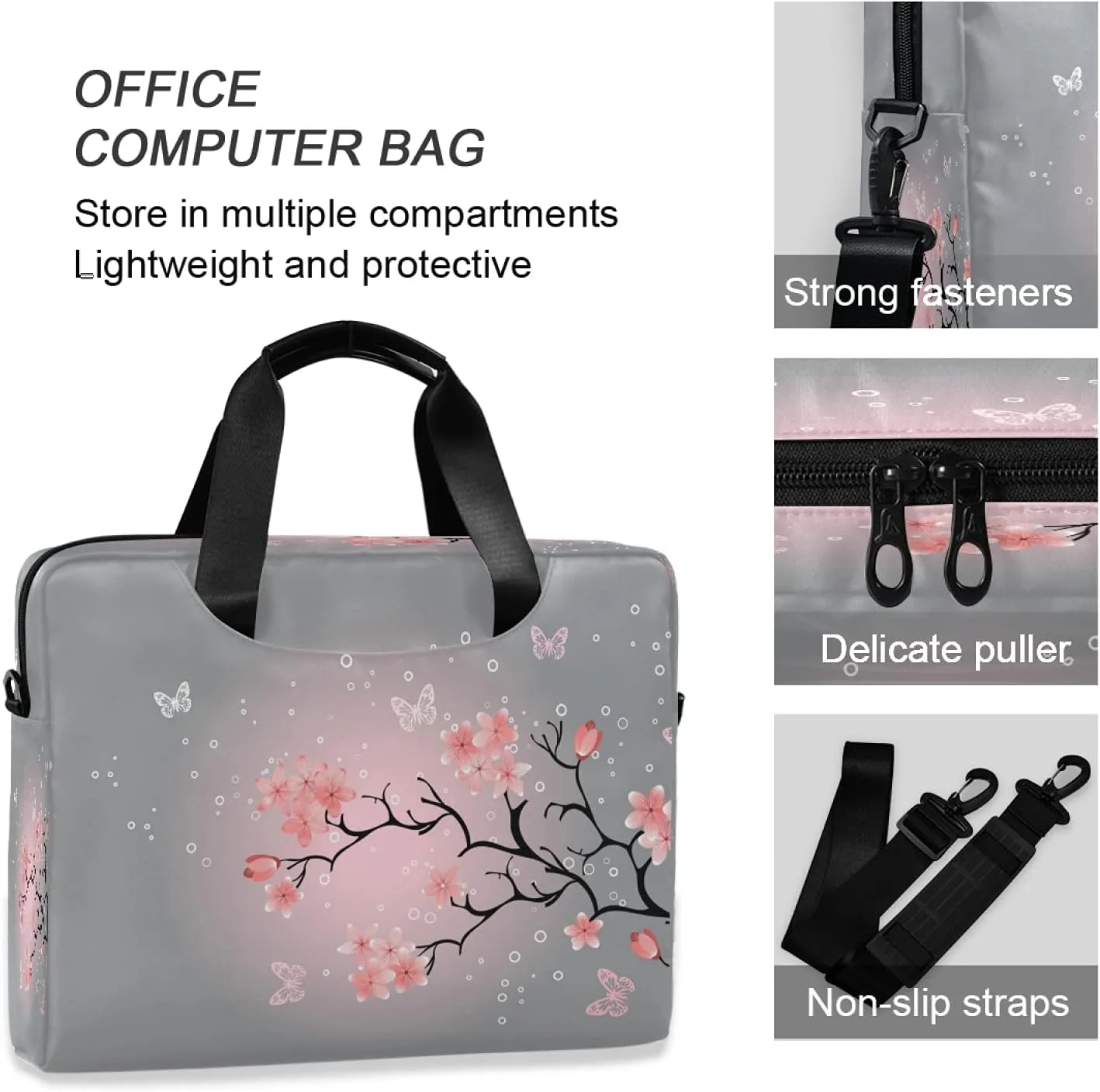 ALAZA Cherry Blossom Laptop Messenger Bag Case Sleeve Crossbody Briefcase for Men Women with Shoulder Strap Handle 13 14 15.6 inch 5 Multicolor