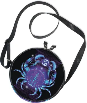 ALAZA Constellation Zodiac Signs Cancer Round Crossbody Bag Messenger Purse