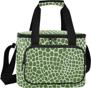 ALAZA Large Lunch Bag Insulated Cooler Bag Soft Lunch Box Lizard Skin Green Waterproof Leakproof Beach Travel Picnic Portable