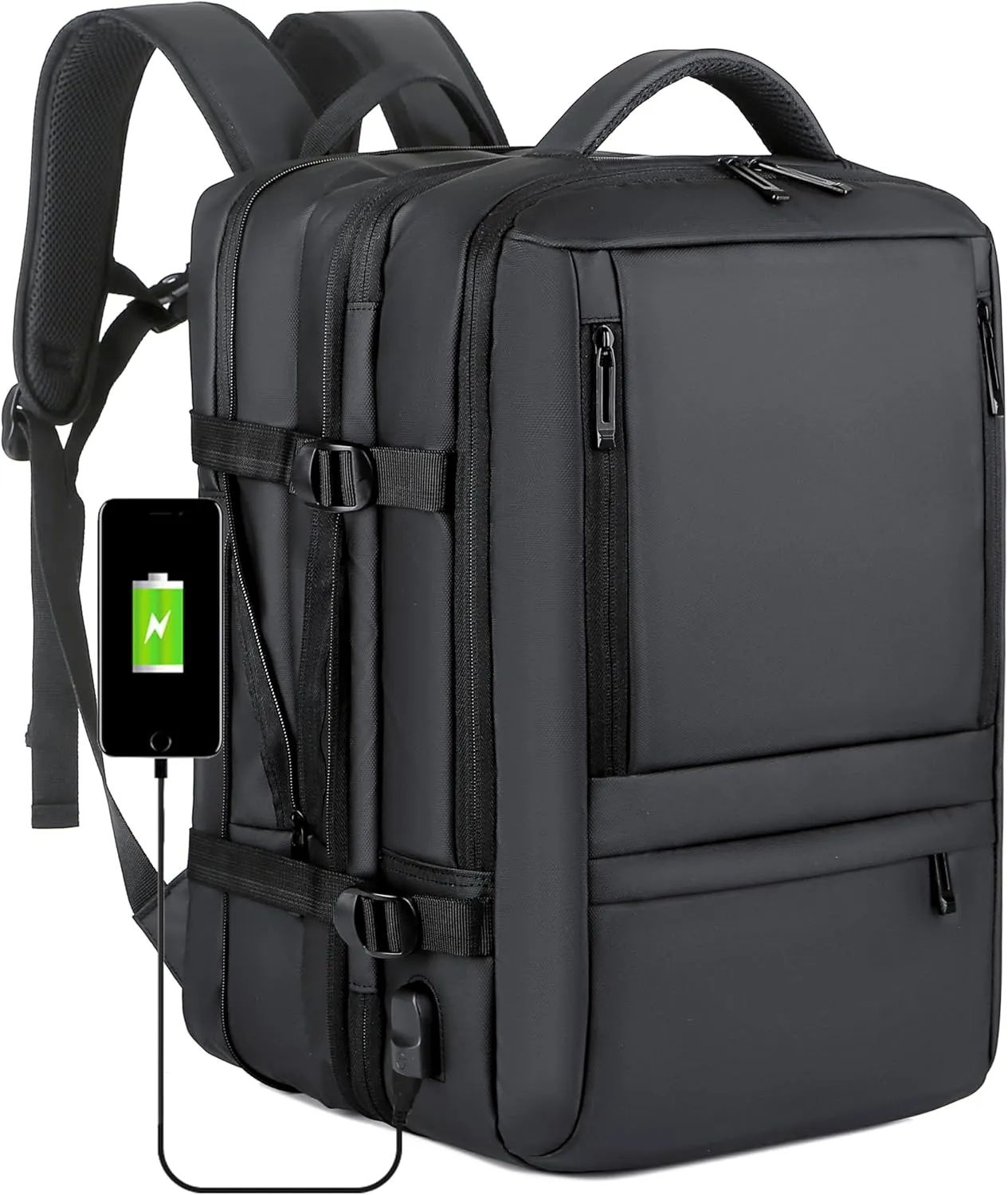 ALTOS OFFICE AND HOME. Expandable & Carry on Backpack, Extra Large 45L Airline Approved TSA, Synthetic Leather, Multiple Compartments, For Laptops up to 17", Water and scratch resistant, Comfortable