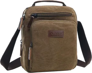 AMJ Messenger Bag for Men, Canvas Crossbody Shoulder Bags Vintage Satchel for Travel Work Business