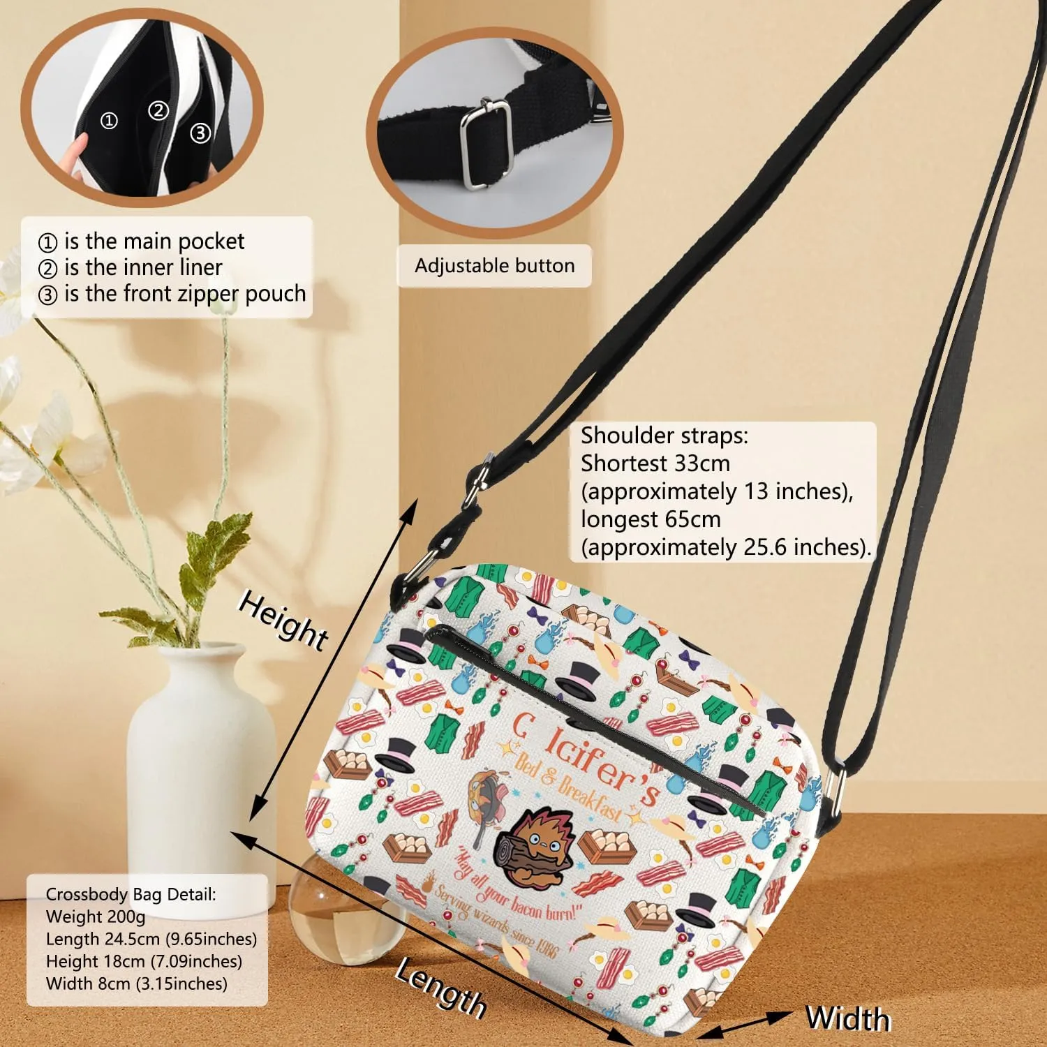 Anime Bed & Breakfast Inspire Crossbody Bag Anime Lover Shoulder Bag Anime Fan Gift Japanese Anime Inspired Gift
