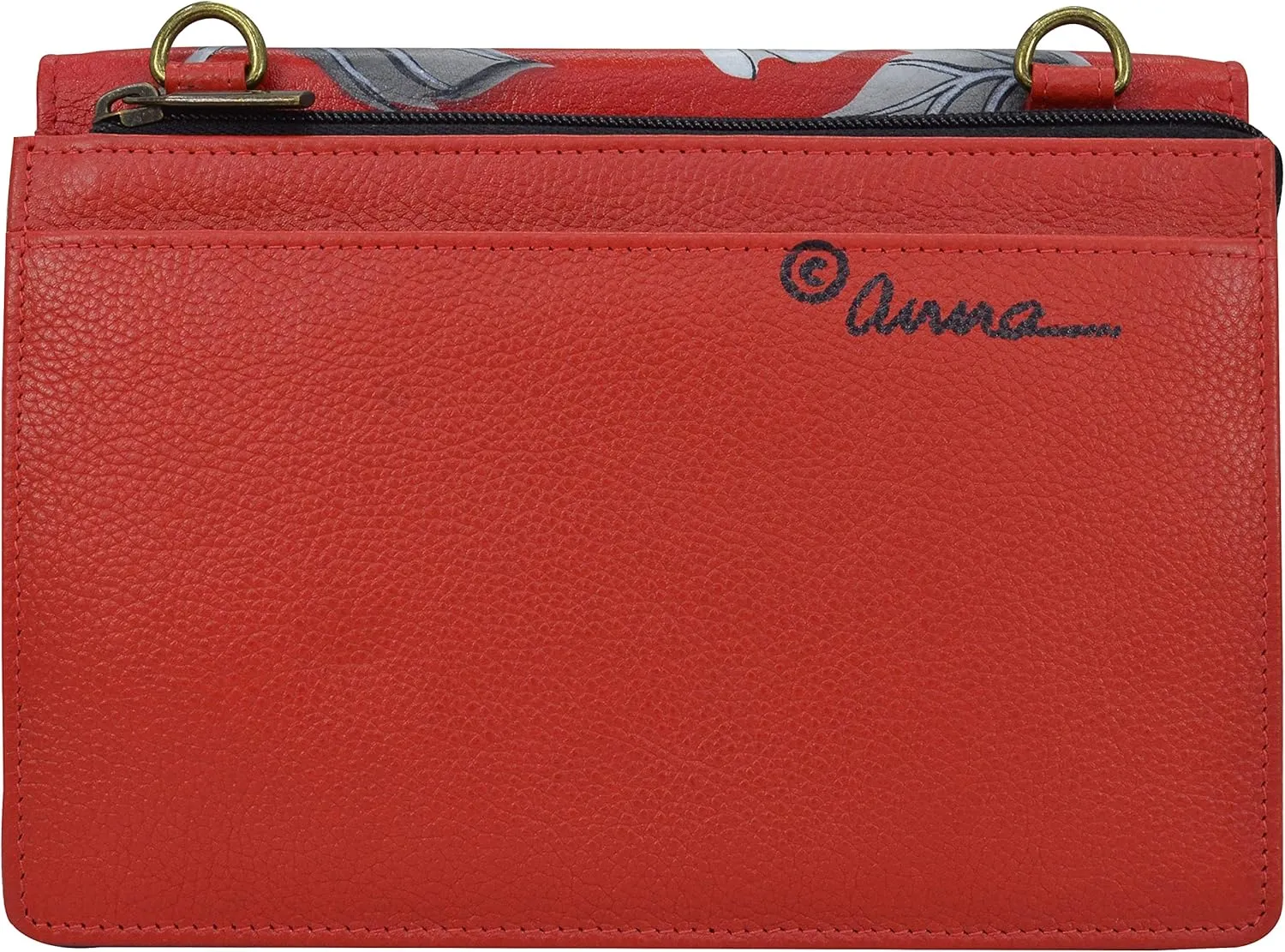 Anna by Anuschka Women's Hand-Painted Genuine Leather 4-In-1 Organizer Crossbody/Belt Bag/Clutch/Wristlet