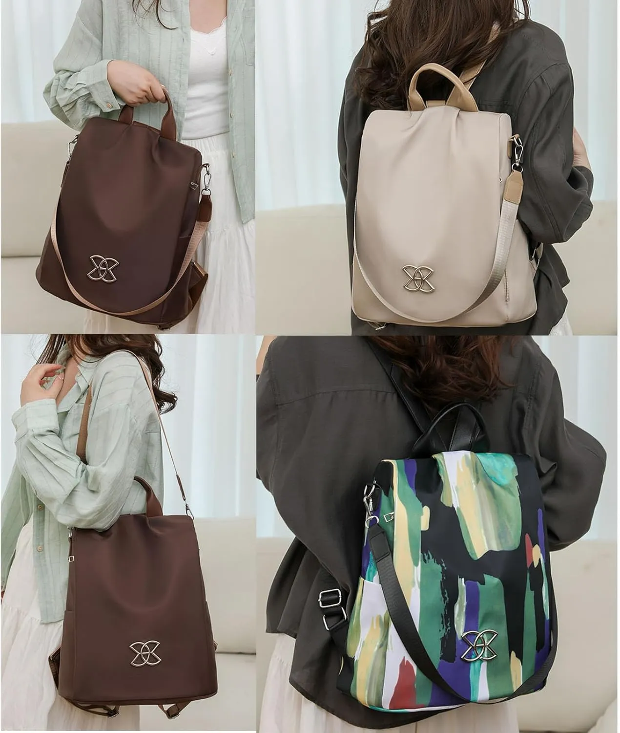 Anti Theft Backpack for Women, Large Capacity Leisure Shoulder Bag, Antitheft Backpack Crossbody Lightweight Travel (Brown)