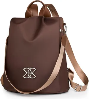 Anti Theft Backpack for Women, Large Capacity Leisure Shoulder Bag, Antitheft Backpack Crossbody Lightweight Travel (Brown)