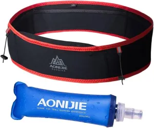AONIJIE Running Belt Fanny Pack with 250ml Soft Water Bottle Flask for Women Men, Moisture Wicking Waist Pack Great for Marathon Climbing Jogging Cycling, for 6.8in Mobile Phone (Black Red: M/L)