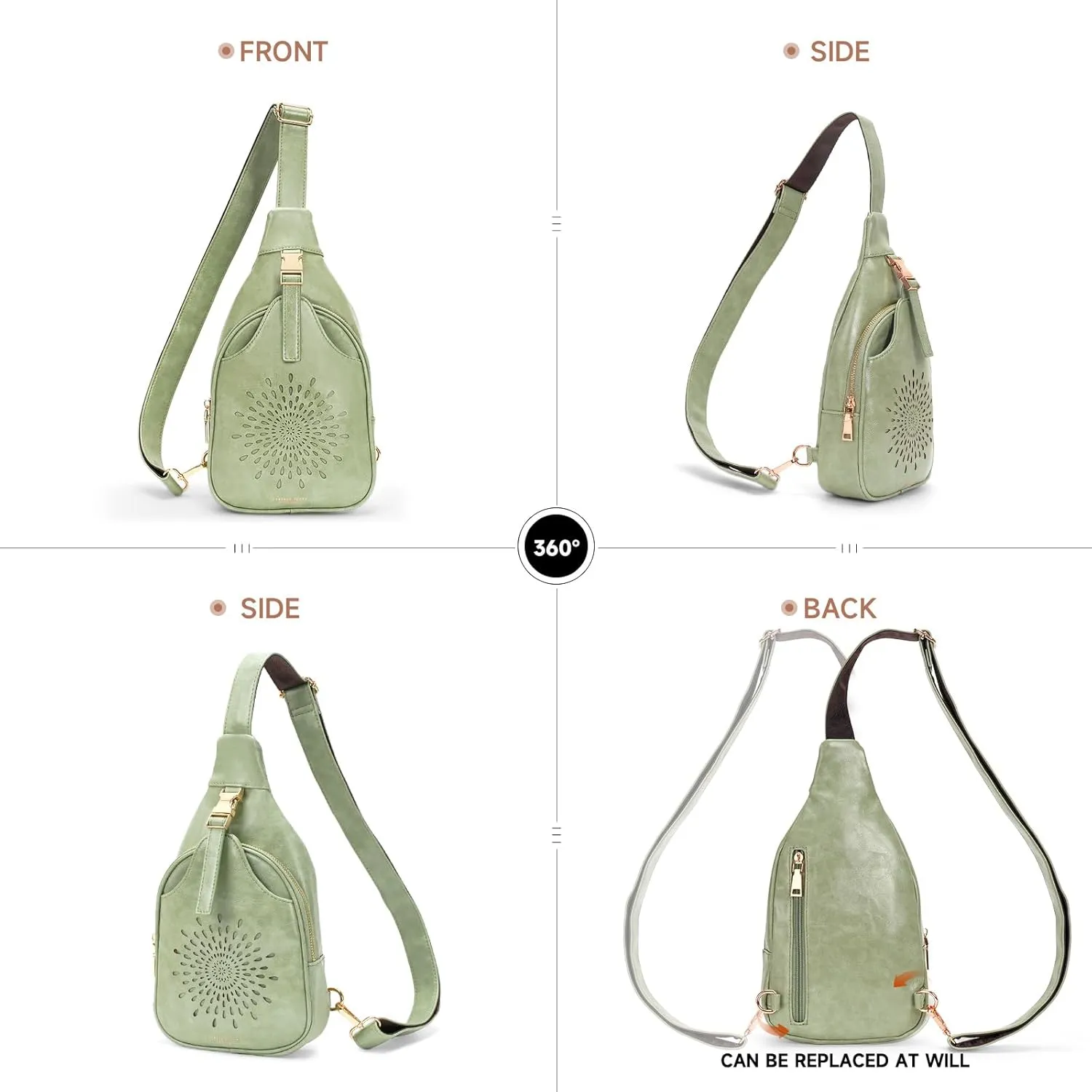 APHISON Small Sling Bag Cell Phone Purse Vegan Leather Fanny Crossbody Bag for Women Trendy Chest Backpack Adjustable Strap