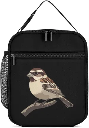 Arctic Sparrow Birds Portable Lunch Box Bag Insulated Tote Reusable Meal Pack Cooler Bags for Work Picnic 27.5X20cm