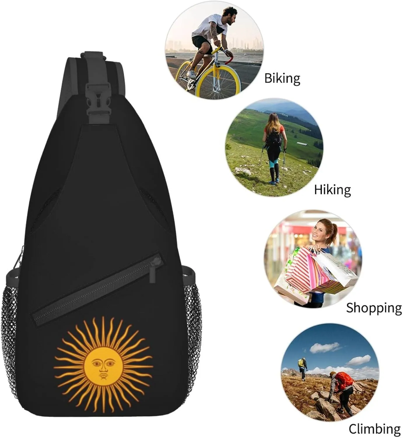 Argentina Sun Sling Backpack Shoulder Chest Bag For Men Women Hiking Travel Crossbody Daypack