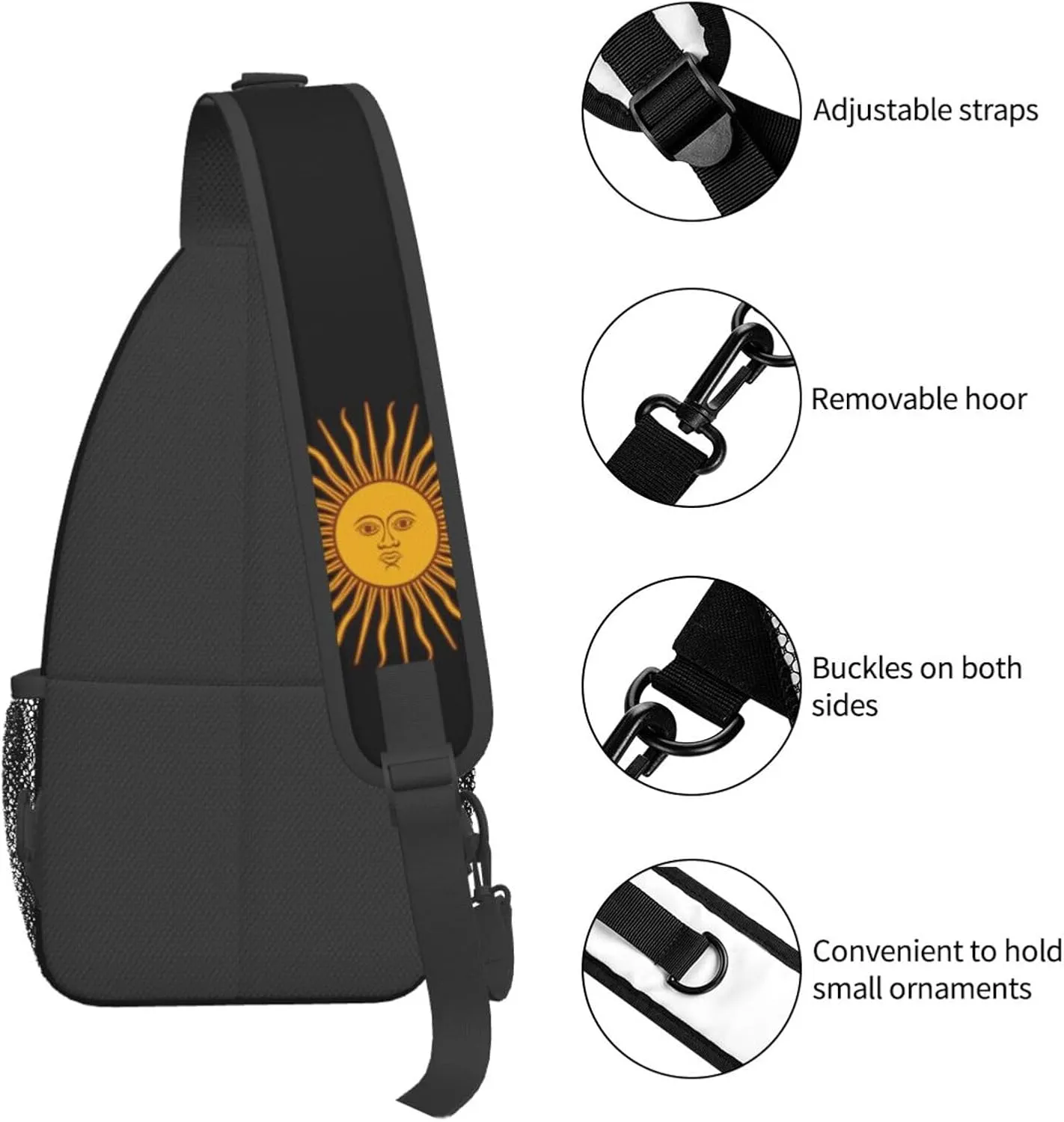 Argentina Sun Sling Backpack Shoulder Chest Bag For Men Women Hiking Travel Crossbody Daypack