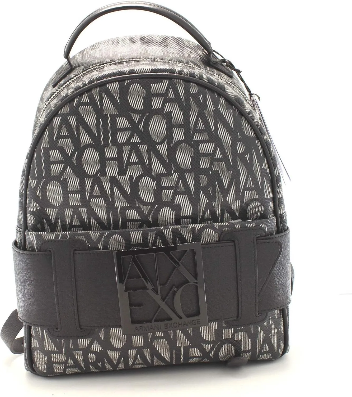 Armani Exchange Women's Backpack with All Over Logo, Beige/Black, One Size