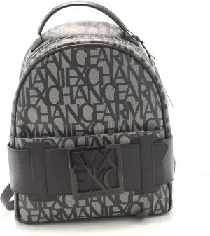 Armani Exchange Women's Backpack with All Over Logo, Beige/Black, One Size