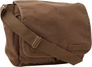 ARMYU Brown Original Heavyweight Cotton Canvas Classic Heavyweight Military Messenger Bag   Streamer