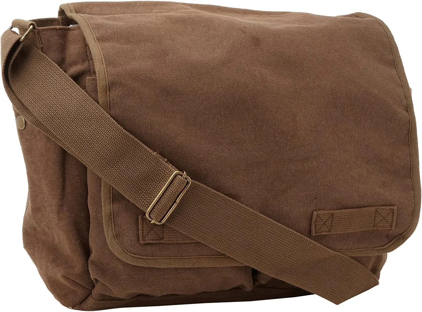 ARMYU Brown Original Heavyweight Cotton Canvas Classic Heavyweight Military Messenger Bag   Streamer