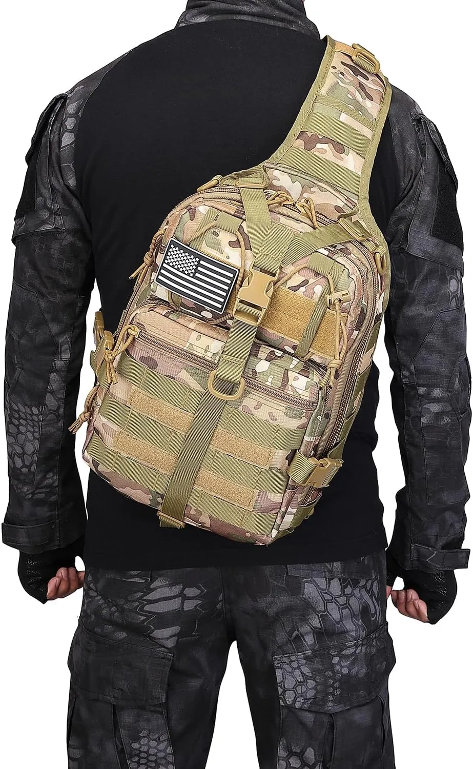 ATBP Tactical Sling Backpack Bag Military Shoulder Bag Pack for Men Molle Crossbody Bag 15L
