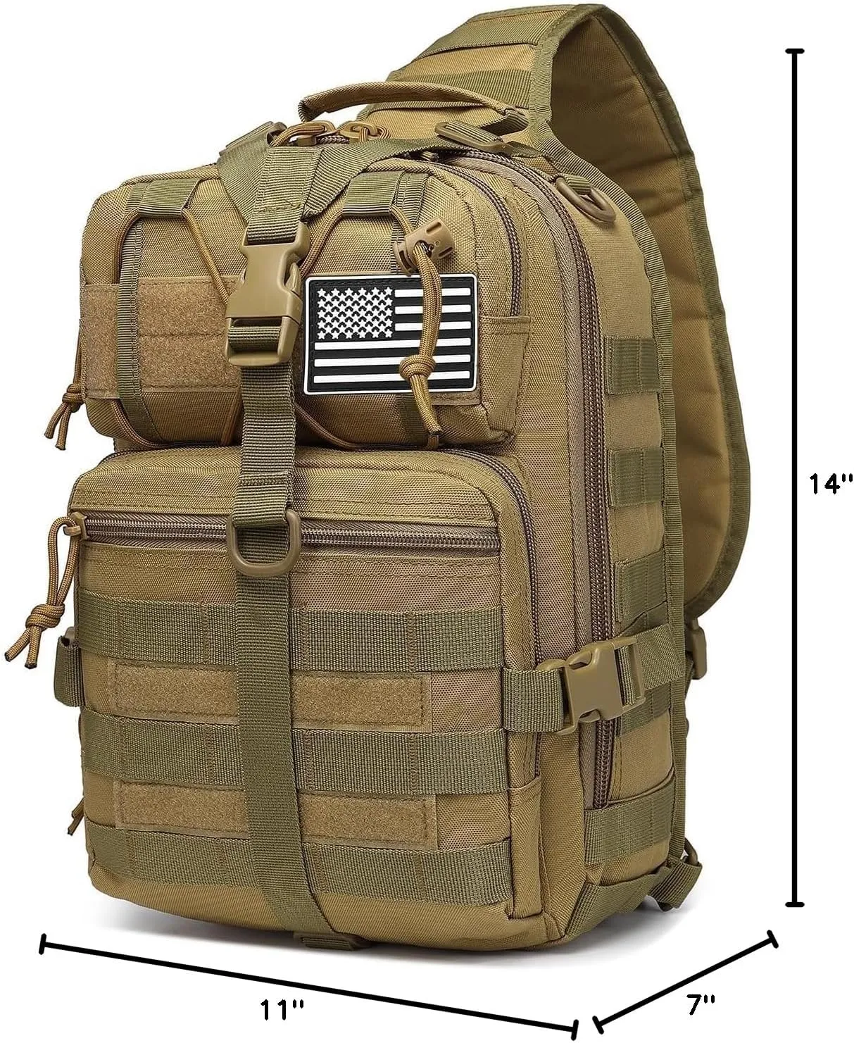 ATBP Tactical Sling Backpack Bag Military Shoulder Bag Pack for Men Molle Crossbody Bag 15L