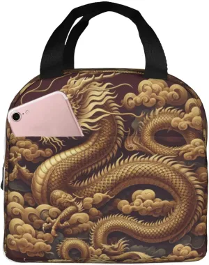 Augenstern Reusable Insulated Lunch Bag Thermal Lunch Tote Bag East-Asian-Dragon Lunch Cooler Bags For Office Work Picnic Beach