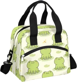 AUUXVA Insulated Lunch Bag Box for Women Cute Frog Reusable Lunch Box Cooler Tote Bag for Adult Lunch Container for work Picnic (frog pattern)