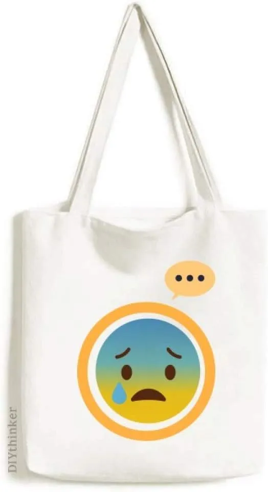 Awkward Yellow Cute Online Chat Face Expression Gift Sack Canvas Tote Shoulder Bag