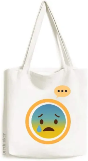 Awkward Yellow Cute Online Chat Face Expression Gift Sack Canvas Tote Shoulder Bag