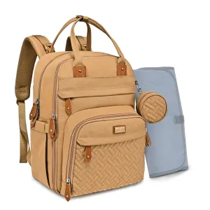 BabbleRoo Diaper Bag Backpack - Baby Essentials Travel Tote - Multi function Waterproof Diaper Bag, Travel Essentials Baby Bag with Changing Pad, Stroller Straps & Pacifier Case - Unisex, Beige