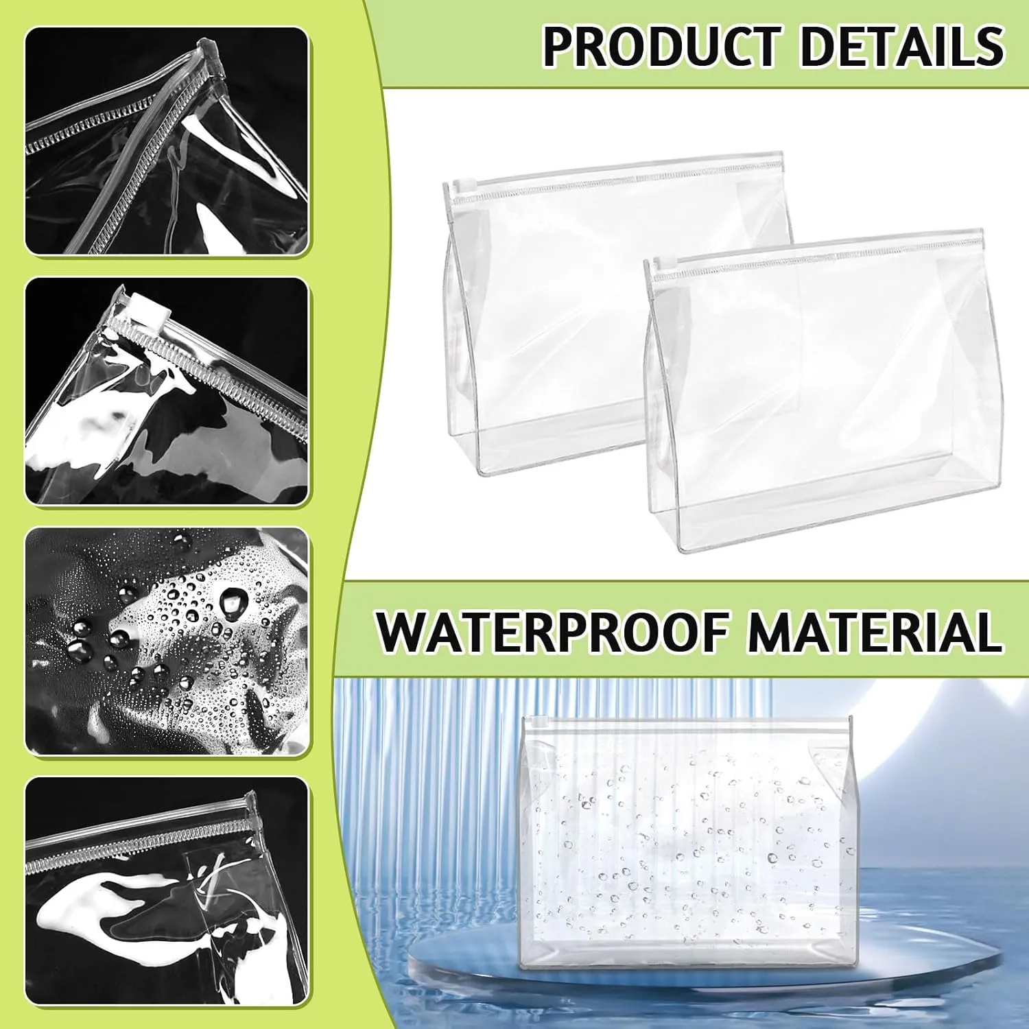 BadenBach 24 PCS Small Clear Makeup Bag,8.6" x 6.8"x 2.2", Clear Zipper Pouches Waterproof Clear Plastic Toiletry Bags Bulk Cosmetic Organizer Bags with Zipper for Travel Vacation Swimsuit Bikini