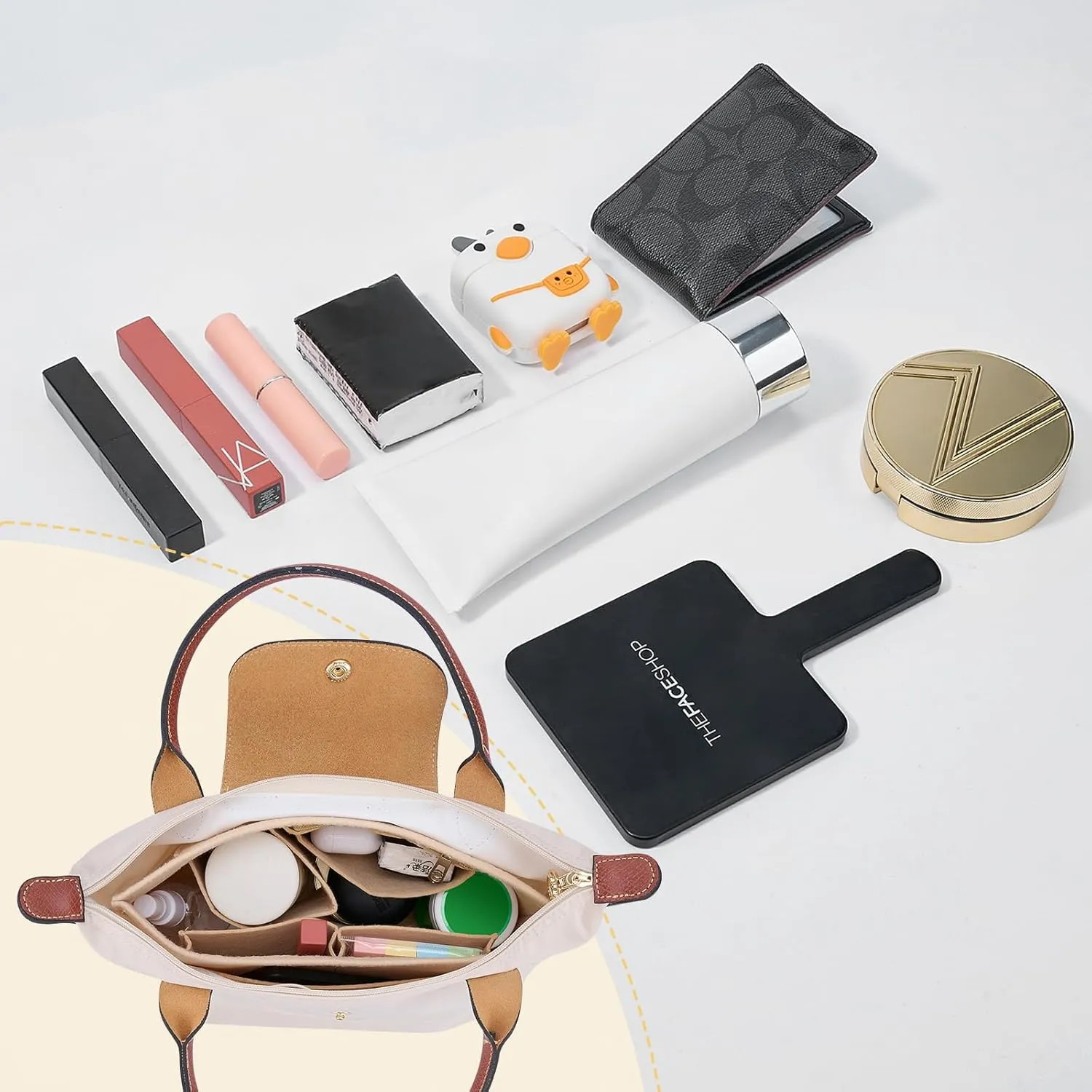 Bag Organizer Insert for longchamp le pliage tote bag organizer Handbags backpack organizer insert (beige-S)
