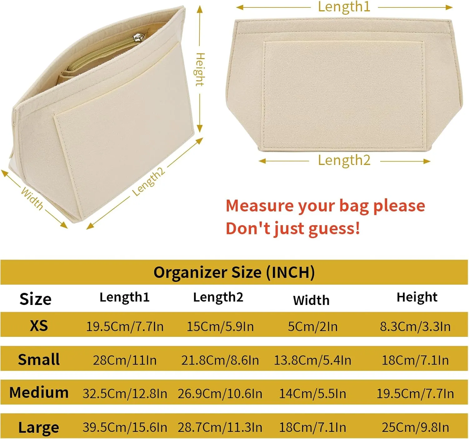 Bag Organizer Insert for longchamp le pliage tote bag organizer Handbags backpack organizer insert (beige-S)