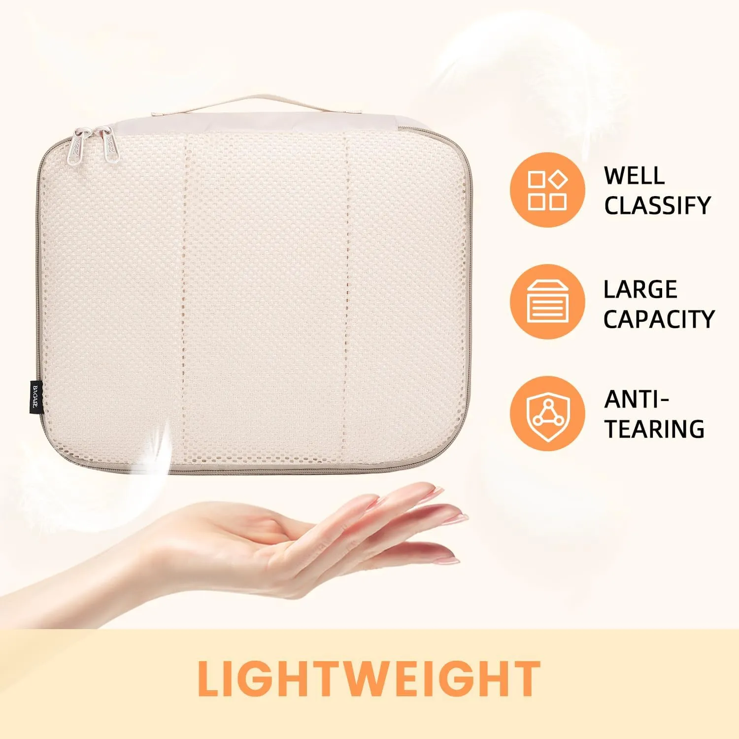 BAGAIL 6 Set Packing Cubes Luggage Packing Organizers for Travel Accessories (Beige)