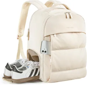 BAGSMART 30L Carry On Backpack with Shoe Compartment, Airline Approved Travel Backpack, Lightweight Travel Bag Fits 15.6 Inch Laptop, Water-Resistant, Beige