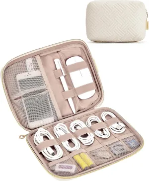 BAGSMART Electronics Organizer Case - Travel Accessories for Women, Cord Organizer for Phone, SD Card, Beige