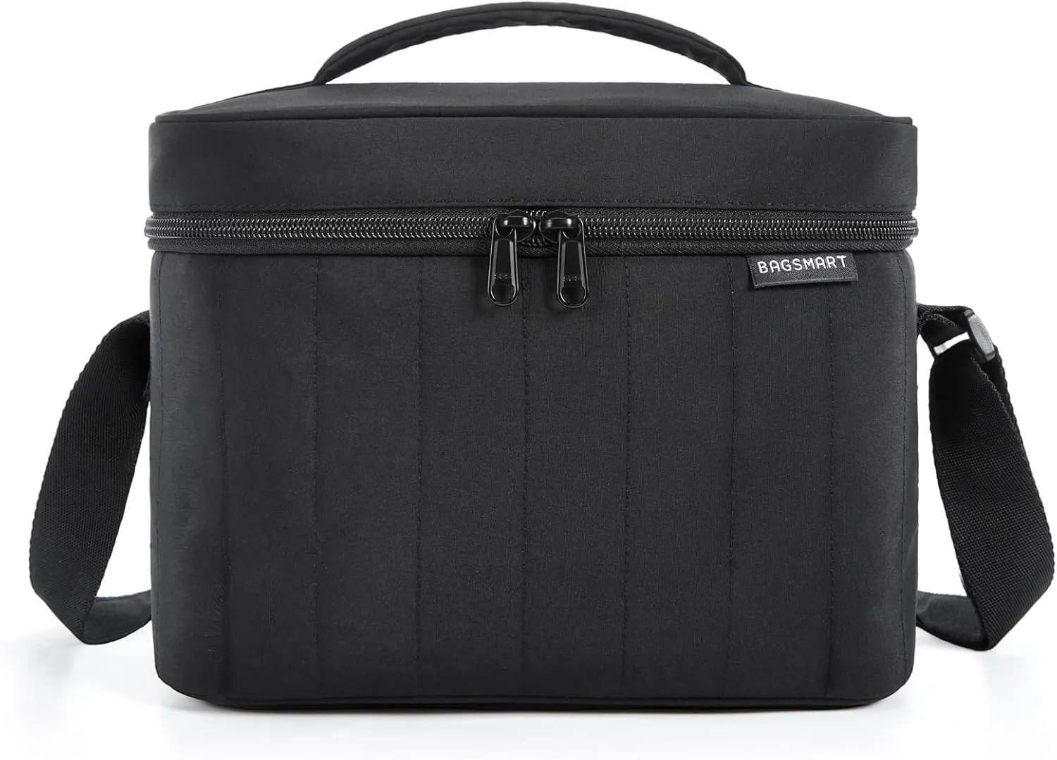 BAGSMART Lunch Box for Women Insulated Lunch Bag Cute Puffer Lunch Tote Bags Lightweight Quilted Reusable Cooler for Work Picnic Travel, Black