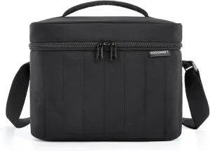 BAGSMART Lunch Box for Women Insulated Lunch Bag Cute Puffer Lunch Tote Bags Lightweight Quilted Reusable Cooler for Work Picnic Travel, Black