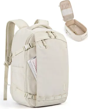 BAGSMART Travel Backpack for Women, 30L Travel Backpack Carry On Flight Approved, TSA Approved Personal Item Travel Bag, Water Resistant Weekender Bag Luggage Daypack, Beige