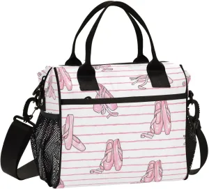 Ballet Shoes Print Insulated Lunch Bag with Shoulder Strap & Carry Handle, Eco-friendly Cooler Bag Tote Bag for Men,Women（839）