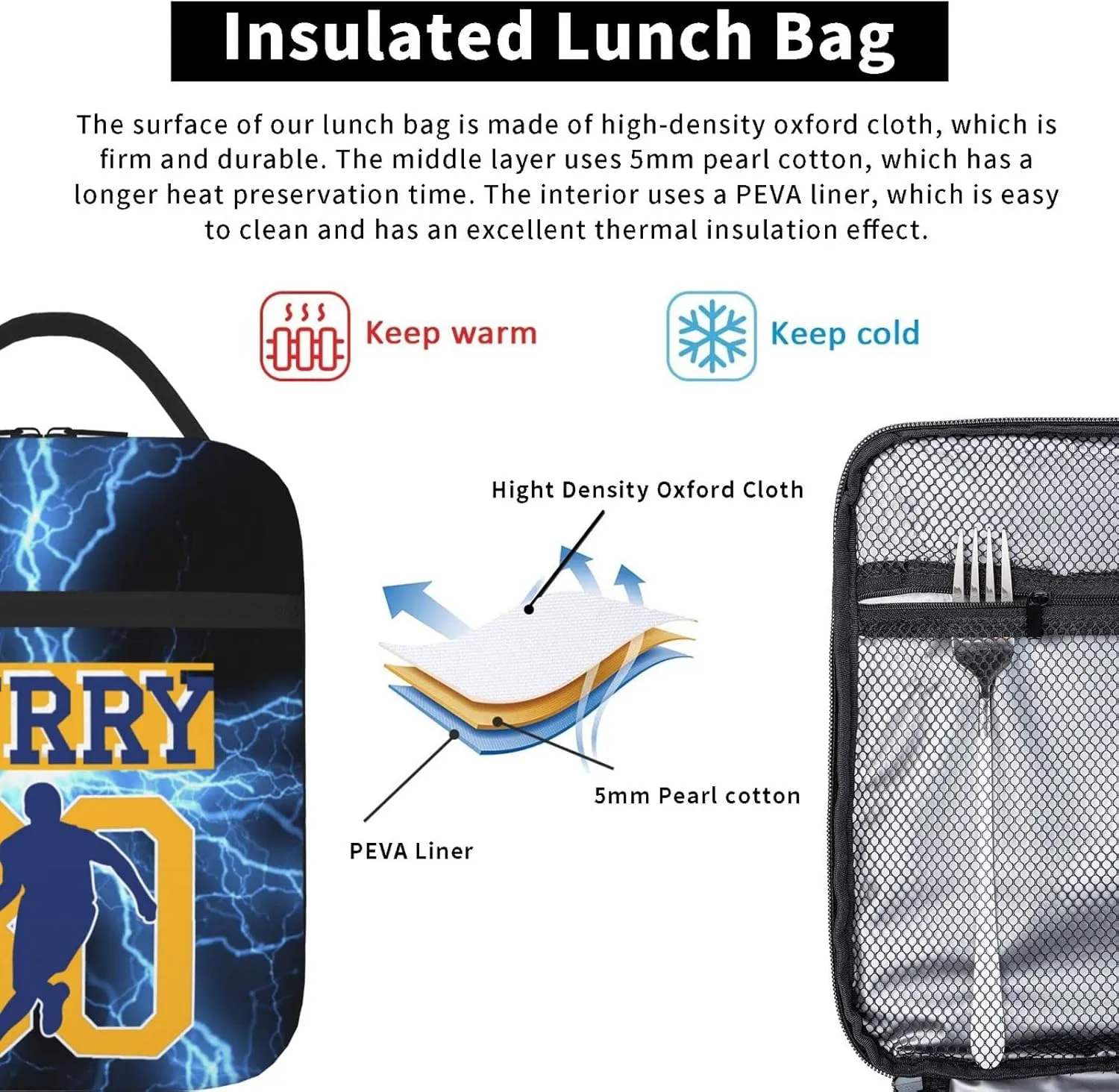 Basketball Insulated Lunch Bag For Women Men Insulated Lunch Box For Reusable Lunch Tote Portable Bag For Work, Picnic Or Travel