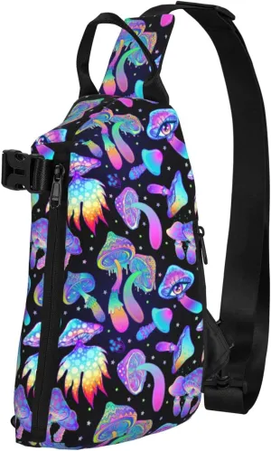 bassyil Mushroom Sling Bag Crossbody Chest Backpack Shoulder Daypack for Women Men Travel Hiking