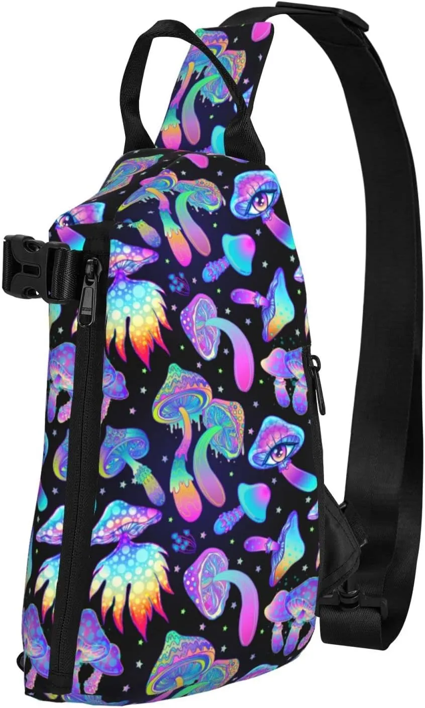 bassyil Mushroom Sling Bag Crossbody Chest Backpack Shoulder Daypack for Women Men Travel Hiking
