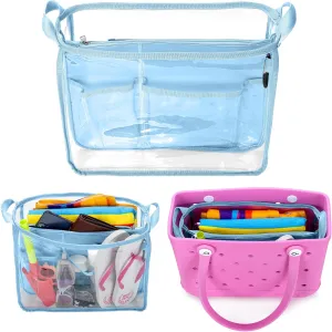 Beach Bag Organizer Insert (12.4in x 10.2in x 4.3in) Compatible with Bogg Bag(15in x 13in x 5.25in), Beach Tote Bag Waterproof Organizer Liner Insert Divider Pouch, Blue