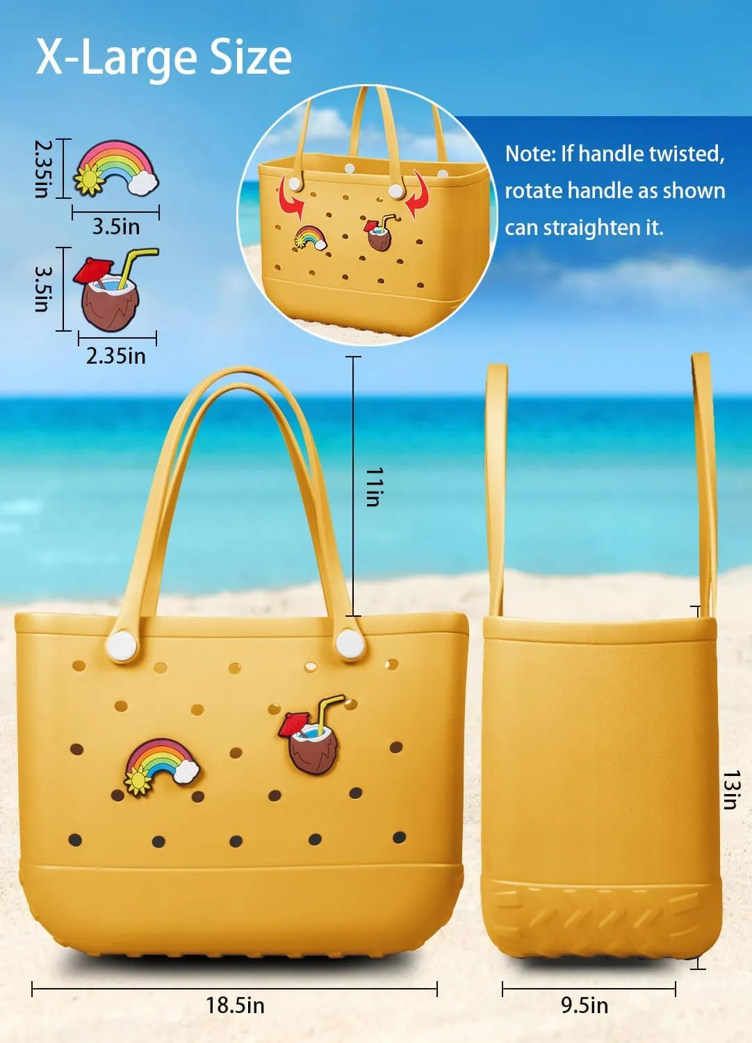 Beach Bag Rubber Tote Bag Waterproof Travel Bags for Women Washable Tote Bag Handbag for Sports Beach Market Pool