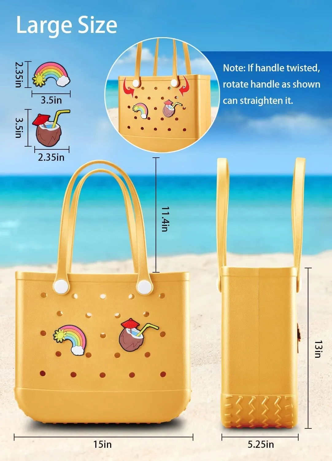 Beach Bag Rubber Tote Bag Waterproof Travel Bags for Women Washable Tote Bag Handbag for Sports Beach Market Pool