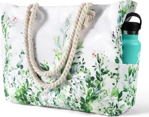 Beach Bags for Women - Large Beach Tote Bag, Women Sandproof Pool Bag for Pool Gym Grocery Travel