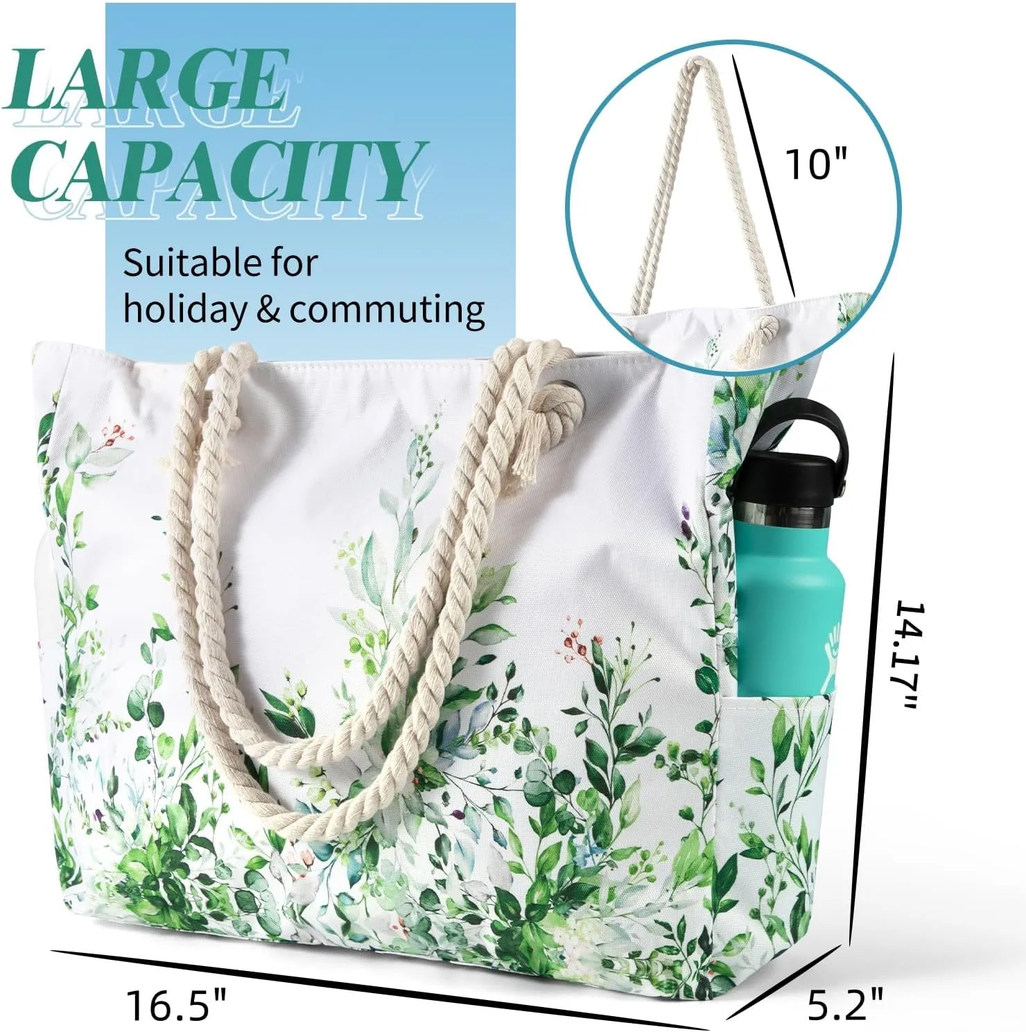Beach Bags for Women - Large Beach Tote Bag, Women Sandproof Pool Bag for Pool Gym Grocery Travel