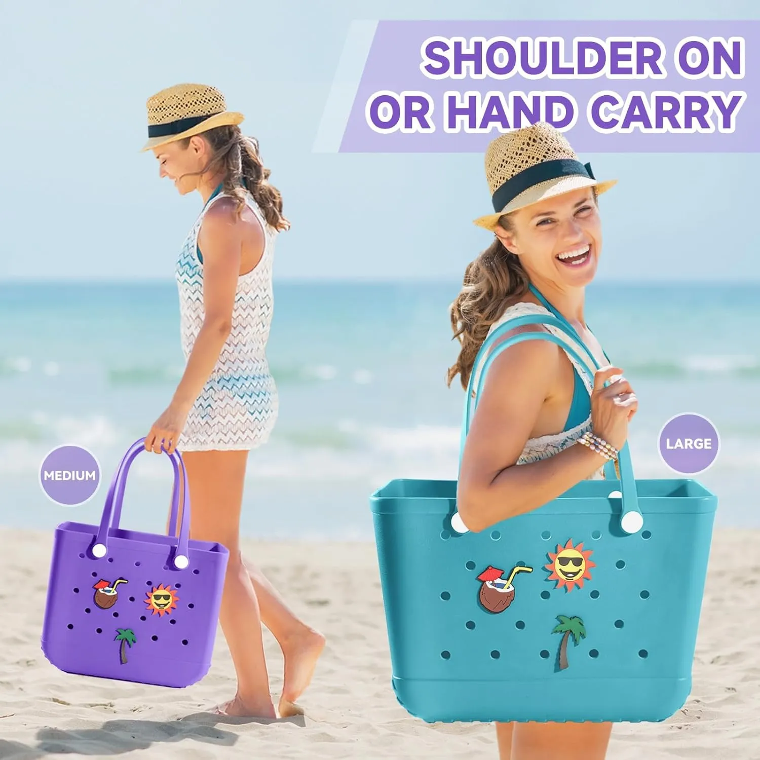 Beach Rubber Bag,Waterproof and Sandproof Washable Rubber Tote Bag for Beach, Pool Boat, Groceries, Sports